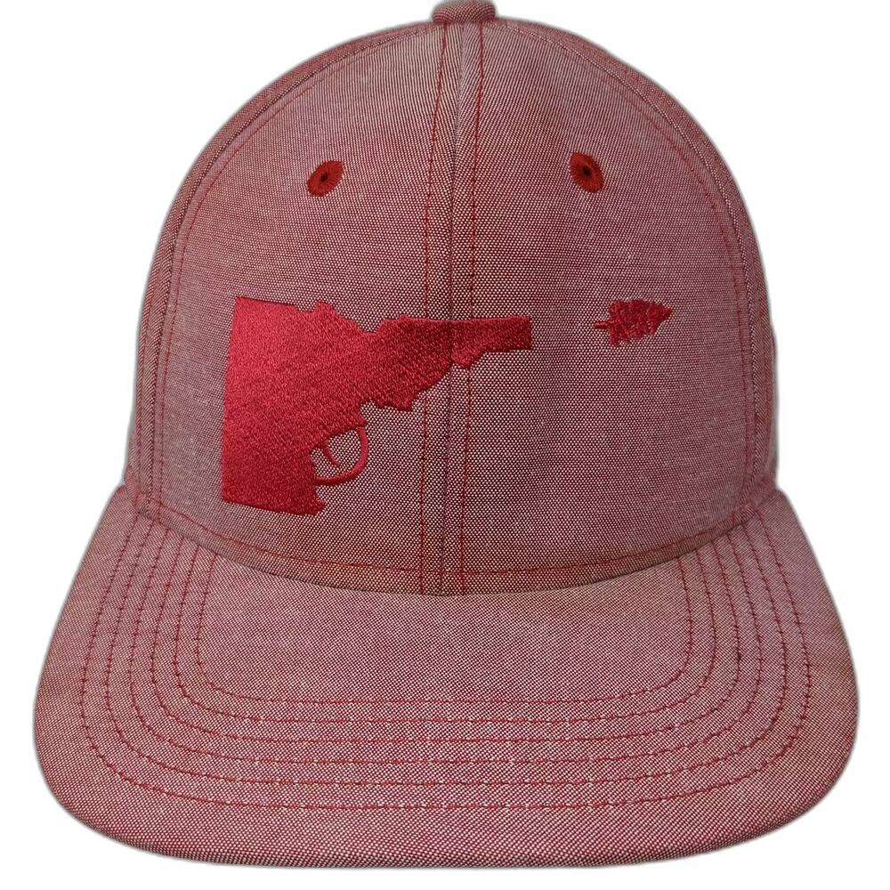 Original Chuck Snapback Hat Red OS Gun Embroidery Green Underbrim 6-Panel Flat